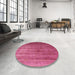 Round Machine Washable Industrial Modern Neon Hot Pink Rug in a Office, wshurb1574