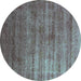 Round Oriental Turquoise Industrial Rug, urb1574turq