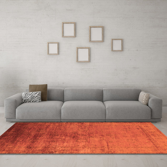 Machine Washable Oriental Orange Industrial Area Rugs in a Living Room, wshurb1575org