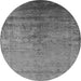 Round Oriental Gray Industrial Rug, urb1575gry