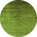 Round Oriental Green Industrial Rug, urb1575grn