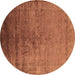 Round Oriental Brown Industrial Rug, urb1575brn