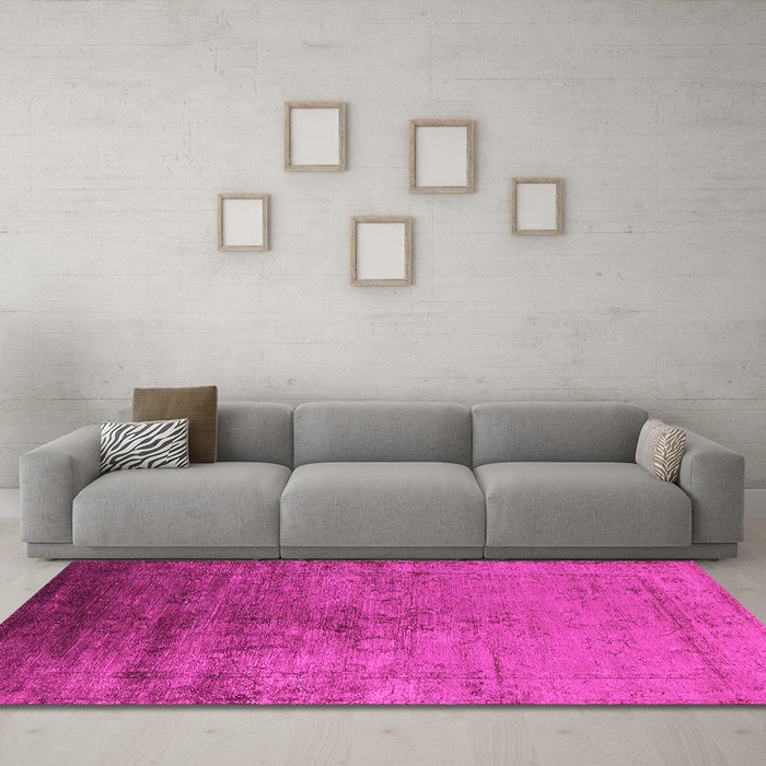 Machine Washable Oriental Pink Industrial Rug in a Living Room, wshurb1575pnk