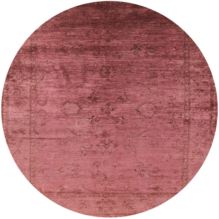 Round Mid-Century Modern Red Oriental Rug, urb1575
