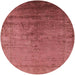 Round Mid-Century Modern Red Oriental Rug, urb1575