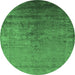 Round Oriental Emerald Green Industrial Rug, urb1575emgrn