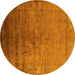 Round Oriental Yellow Industrial Rug, urb1575yw