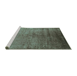 Sideview of Machine Washable Oriental Turquoise Industrial Area Rugs, wshurb1575turq