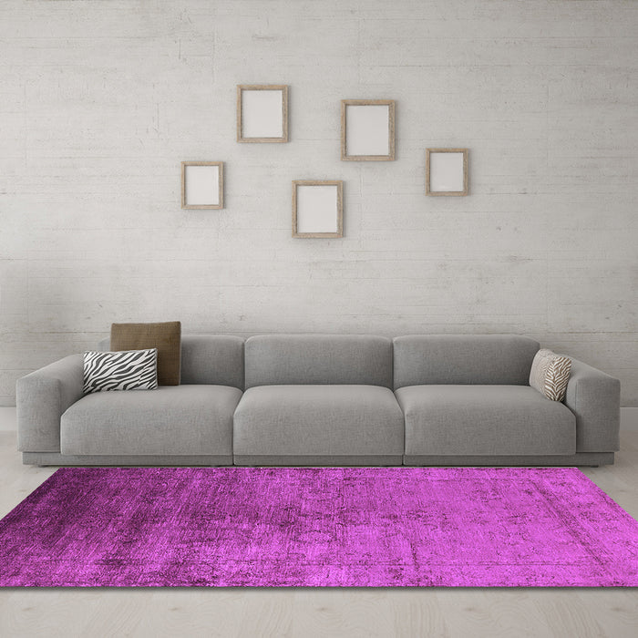 Machine Washable Oriental Purple Industrial Area Rugs in a Living Room, wshurb1575pur
