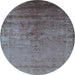 Round Oriental Light Blue Industrial Rug, urb1575lblu