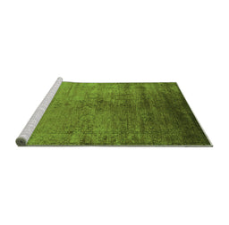Sideview of Machine Washable Oriental Green Industrial Area Rugs, wshurb1575grn