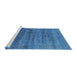 Sideview of Machine Washable Industrial Modern Blue Rug, wshurb1576