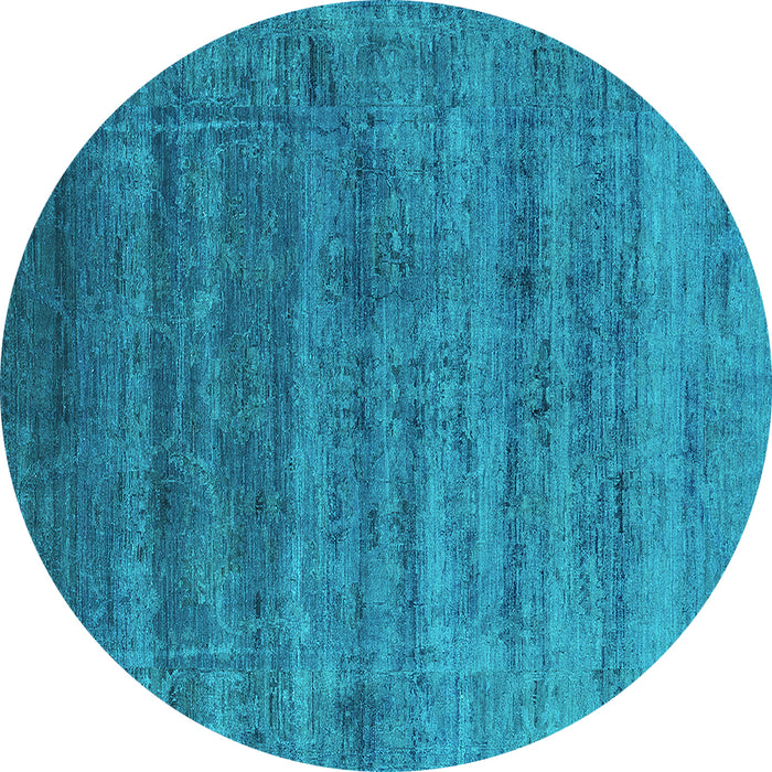 Round Oriental Turquoise Industrial Rug, urb1576turq