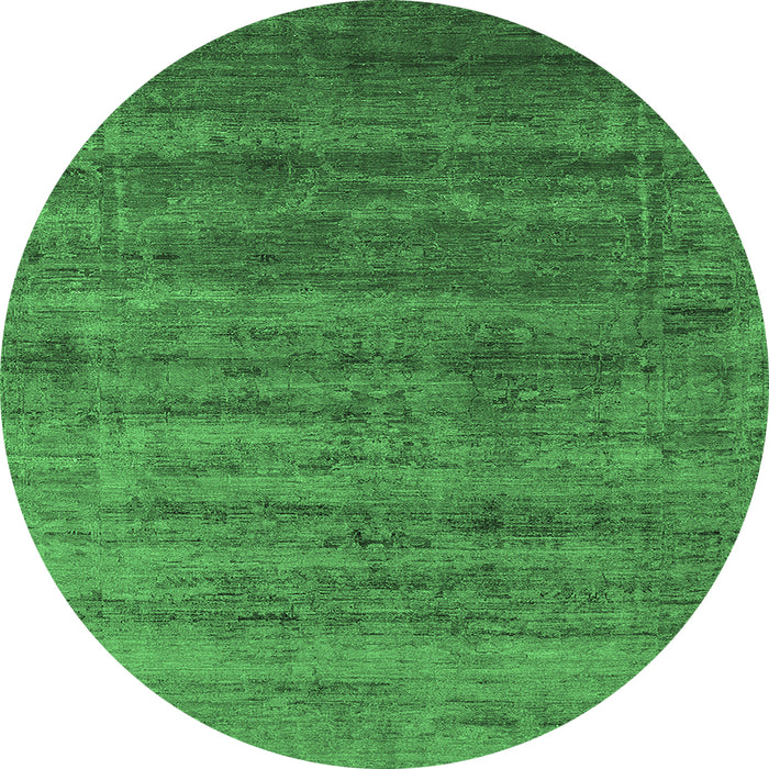 Round Oriental Emerald Green Industrial Rug, urb1576emgrn