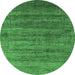 Round Oriental Emerald Green Industrial Rug, urb1576emgrn