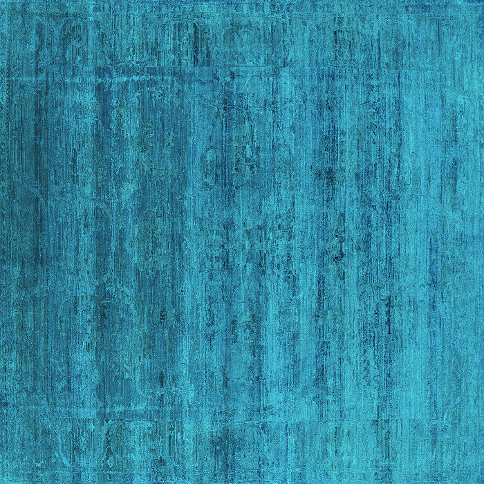 Square Machine Washable Oriental Turquoise Industrial Area Rugs, wshurb1576turq