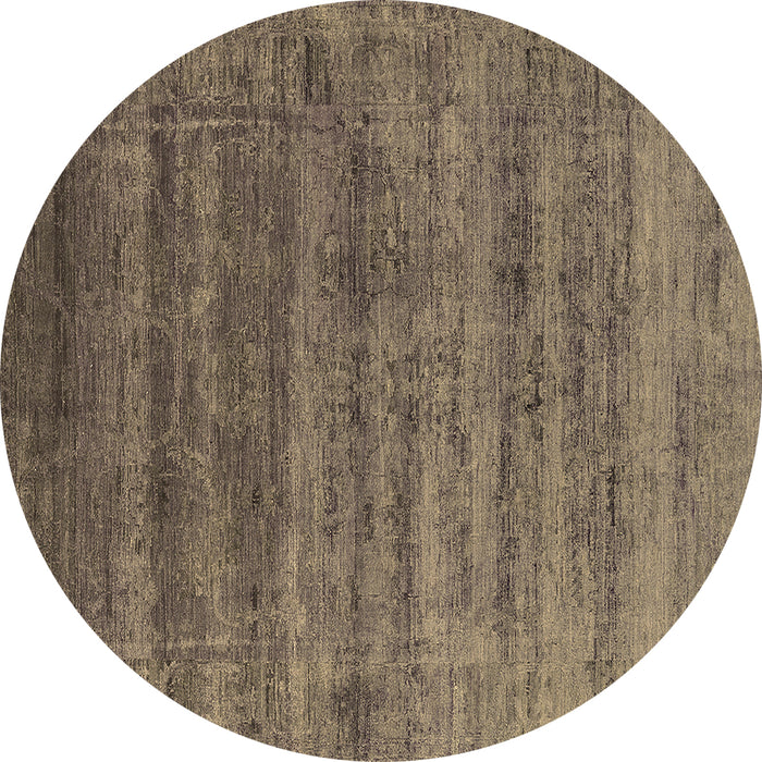 Round Oriental Brown Industrial Rug, urb1576brn