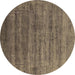 Round Oriental Brown Industrial Rug, urb1576brn