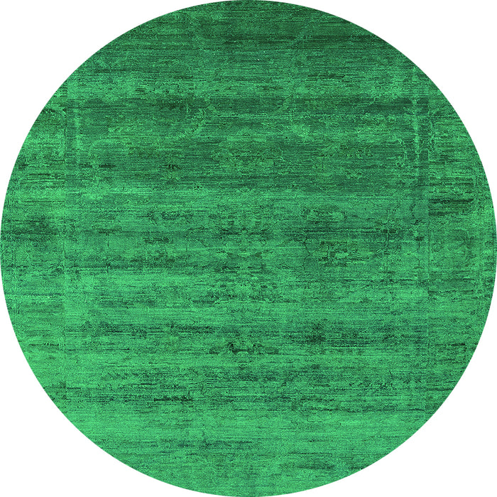 Round Oriental Green Industrial Rug, urb1576grn