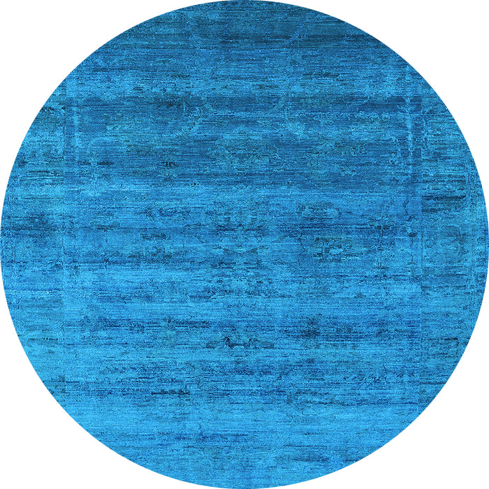 Round Oriental Light Blue Industrial Rug, urb1576lblu