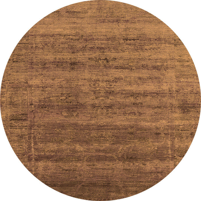 Round Machine Washable Oriental Orange Industrial Area Rugs, wshurb1576org