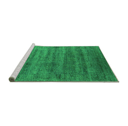 Sideview of Machine Washable Oriental Green Industrial Area Rugs, wshurb1576grn