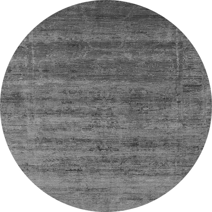 Round Machine Washable Oriental Gray Industrial Rug, wshurb1576gry