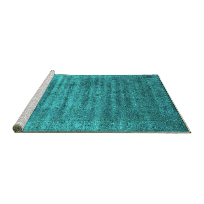 Sideview of Machine Washable Oriental Turquoise Industrial Area Rugs, wshurb1577turq