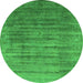 Round Machine Washable Oriental Green Industrial Area Rugs, wshurb1577grn