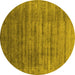 Round Machine Washable Oriental Yellow Industrial Rug, wshurb1577yw