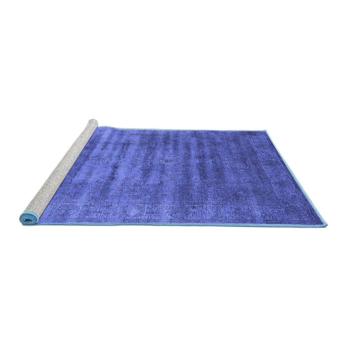 Sideview of Machine Washable Oriental Blue Industrial Rug, wshurb1577blu