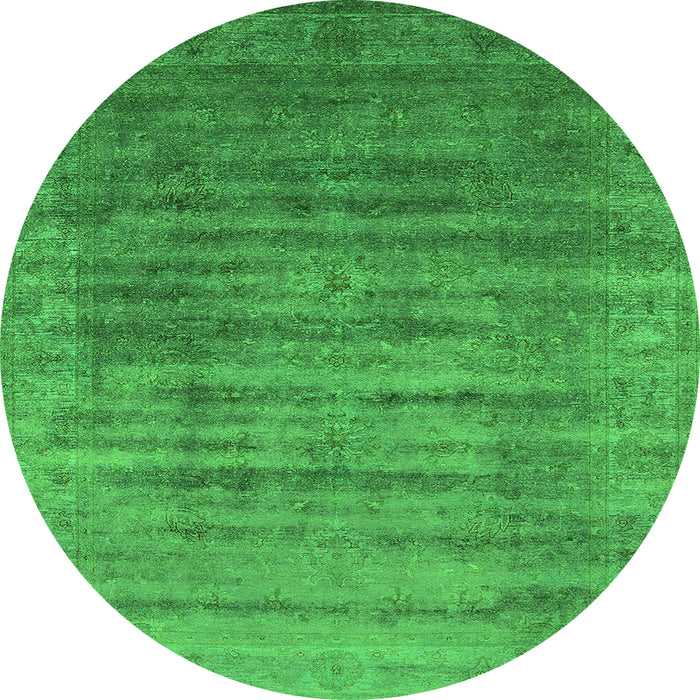 Round Oriental Green Industrial Rug, urb1577grn