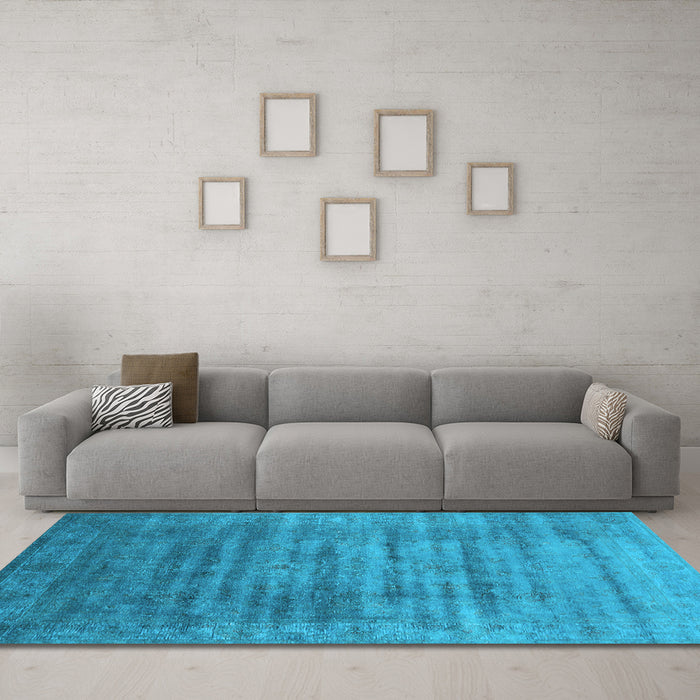 Machine Washable Oriental Light Blue Industrial Rug in a Living Room, wshurb1577lblu