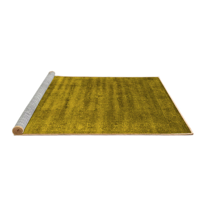 Sideview of Machine Washable Oriental Yellow Industrial Rug, wshurb1577yw