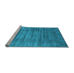 Sideview of Machine Washable Oriental Light Blue Industrial Rug, wshurb1577lblu