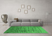 Machine Washable Oriental Green Industrial Area Rugs in a Living Room,, wshurb1577grn