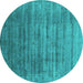 Round Oriental Turquoise Industrial Rug, urb1577turq