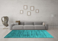 Machine Washable Oriental Turquoise Industrial Rug, wshurb1577turq