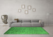 Machine Washable Oriental Green Industrial Area Rugs in a Living Room,, wshurb1578grn