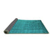 Sideview of Oriental Turquoise Industrial Rug, urb1578turq