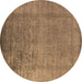 Round Oriental Brown Industrial Rug, urb1578brn