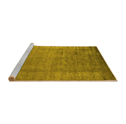 Sideview of Machine Washable Oriental Yellow Industrial Rug, wshurb1578yw