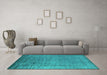 Machine Washable Oriental Turquoise Industrial Area Rugs in a Living Room,, wshurb1578turq