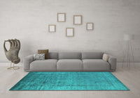 Machine Washable Oriental Turquoise Industrial Rug, wshurb1578turq