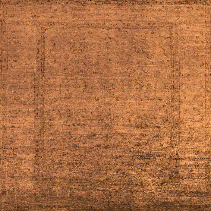 Square Machine Washable Oriental Orange Industrial Area Rugs, wshurb1578org