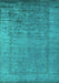 Machine Washable Oriental Turquoise Industrial Area Rugs, wshurb1578turq