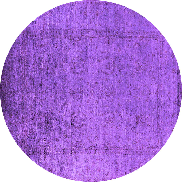 Round Oriental Purple Industrial Rug, urb1578pur