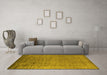 Machine Washable Oriental Yellow Industrial Rug in a Living Room, wshurb1578yw