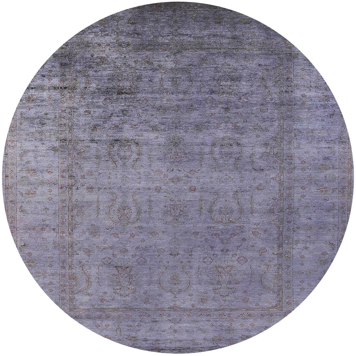 Round Mid-Century Modern Purple Oriental Rug, urb1578