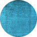 Round Oriental Light Blue Industrial Rug, urb1578lblu